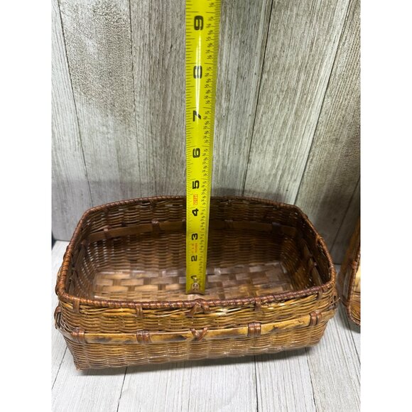 Vintage Woven Rattan Wicker Picnic Basket Storage Decor No Handles 7.5" x 4" - Picture 15 of 16
